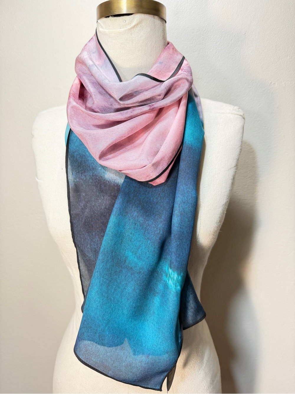 Cocoon house silk Evening blush Pink and Teal Ombre Lightweight Women's Scarf
